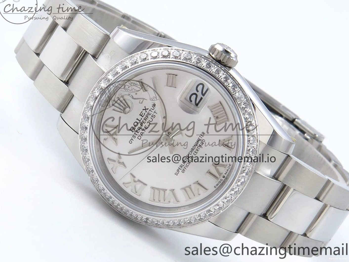 0511 Contemporary DateJust 31 278384RBR ARF 1:1 Best Edition 904L Steel Silver Roman Dial Diamonds Bezel on SS Oyster Bracelet ETA 423